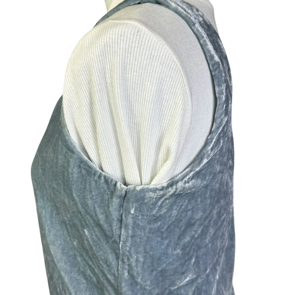 NEW J Crew Blue Gray Velvet Scoop Neck Sleeveless Dressy Tank Top Womens 2